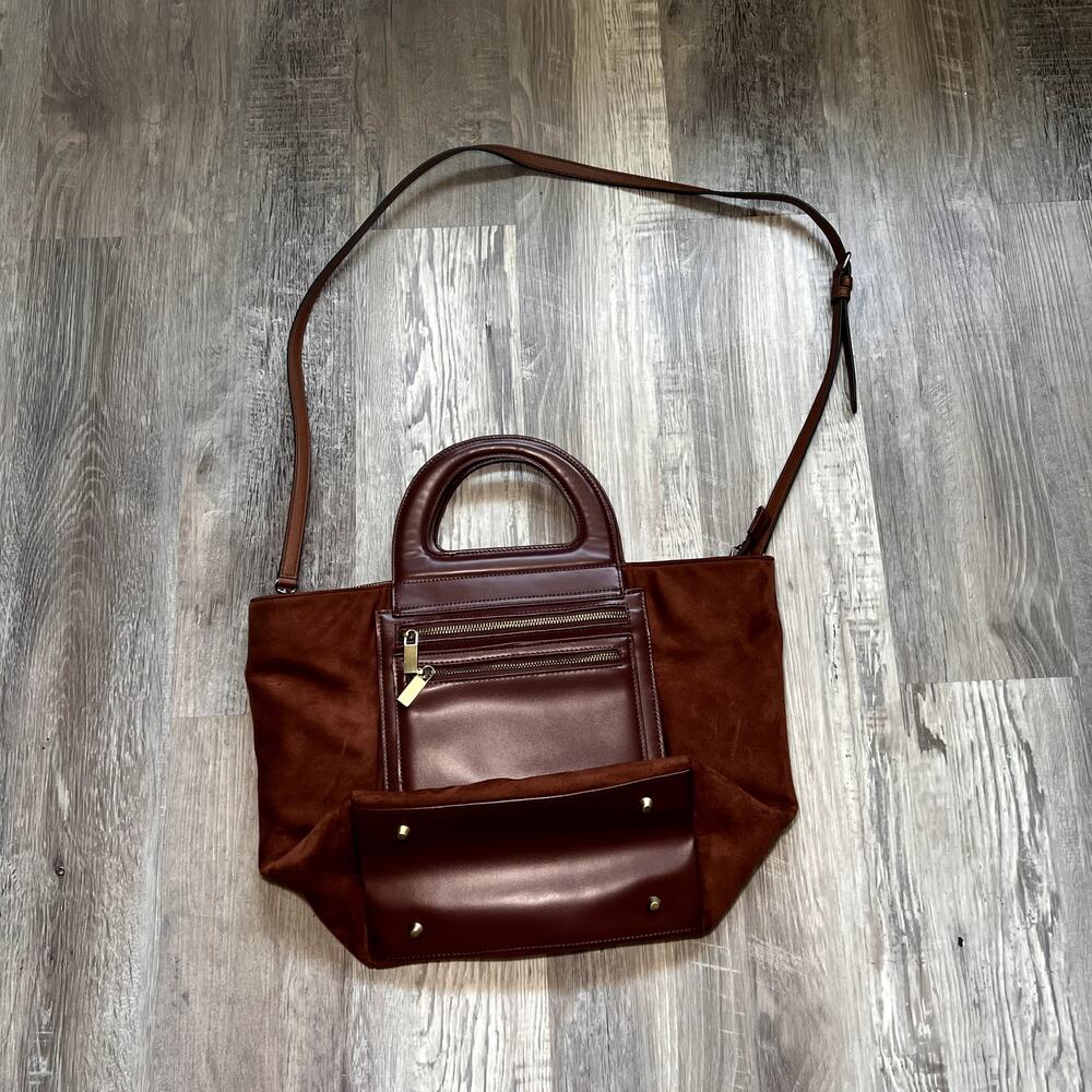 ANTHROPOLOGIE Prudence Rust Brown Faux Suede Ultra Tote Bag